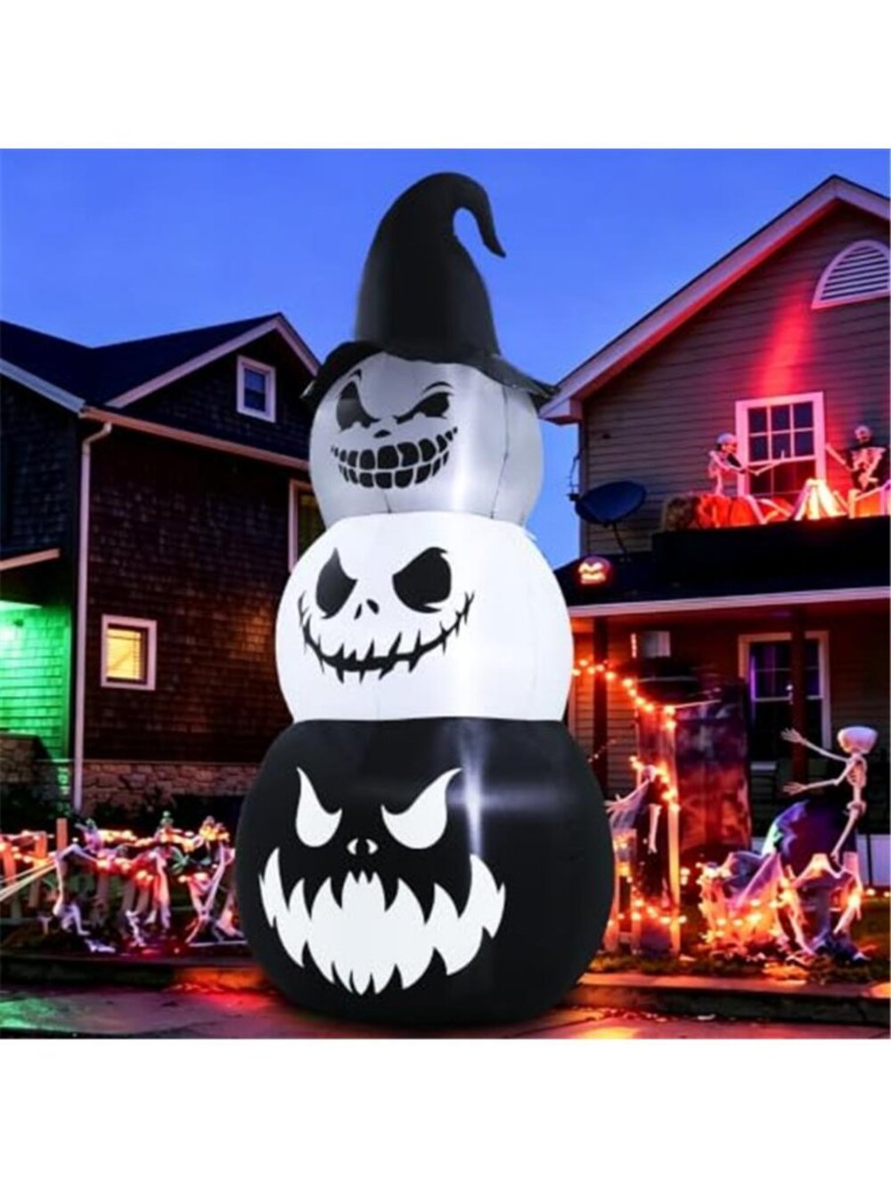 7.6ft Halloween Inflatables Pumpkin Ghost Tower Outdoor Decoration